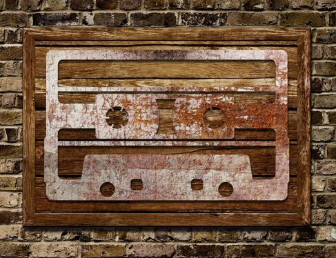 Cassette - wood &amp; steel 3d mixed-media