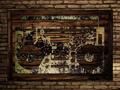 Boombox - wood & steel 3d mixed-media